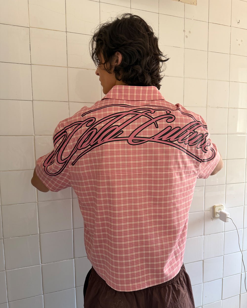 TARTAN SCRIPT SHIRT PINK - Cold Culture