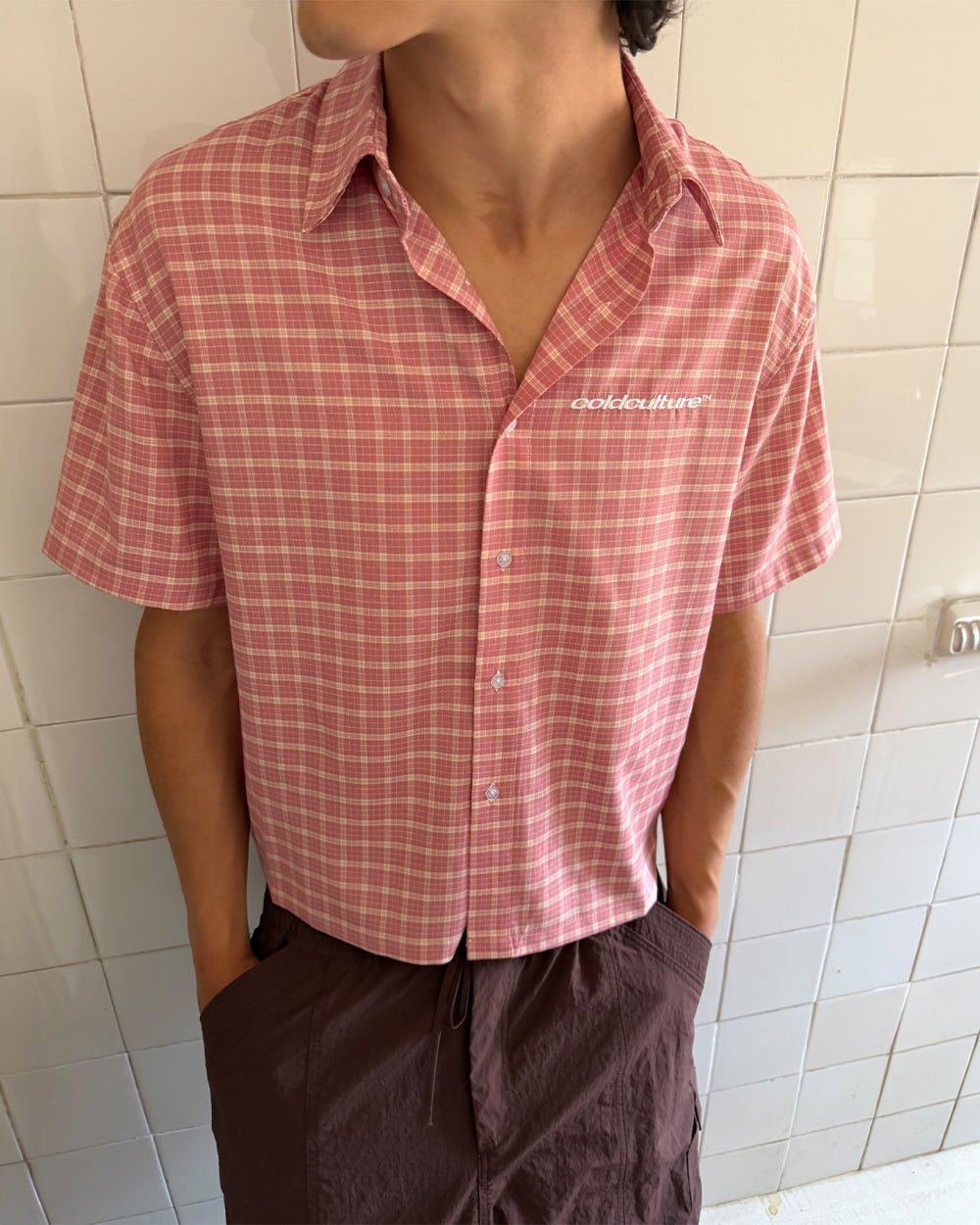 TARTAN SCRIPT SHIRT PINK - Cold Culture