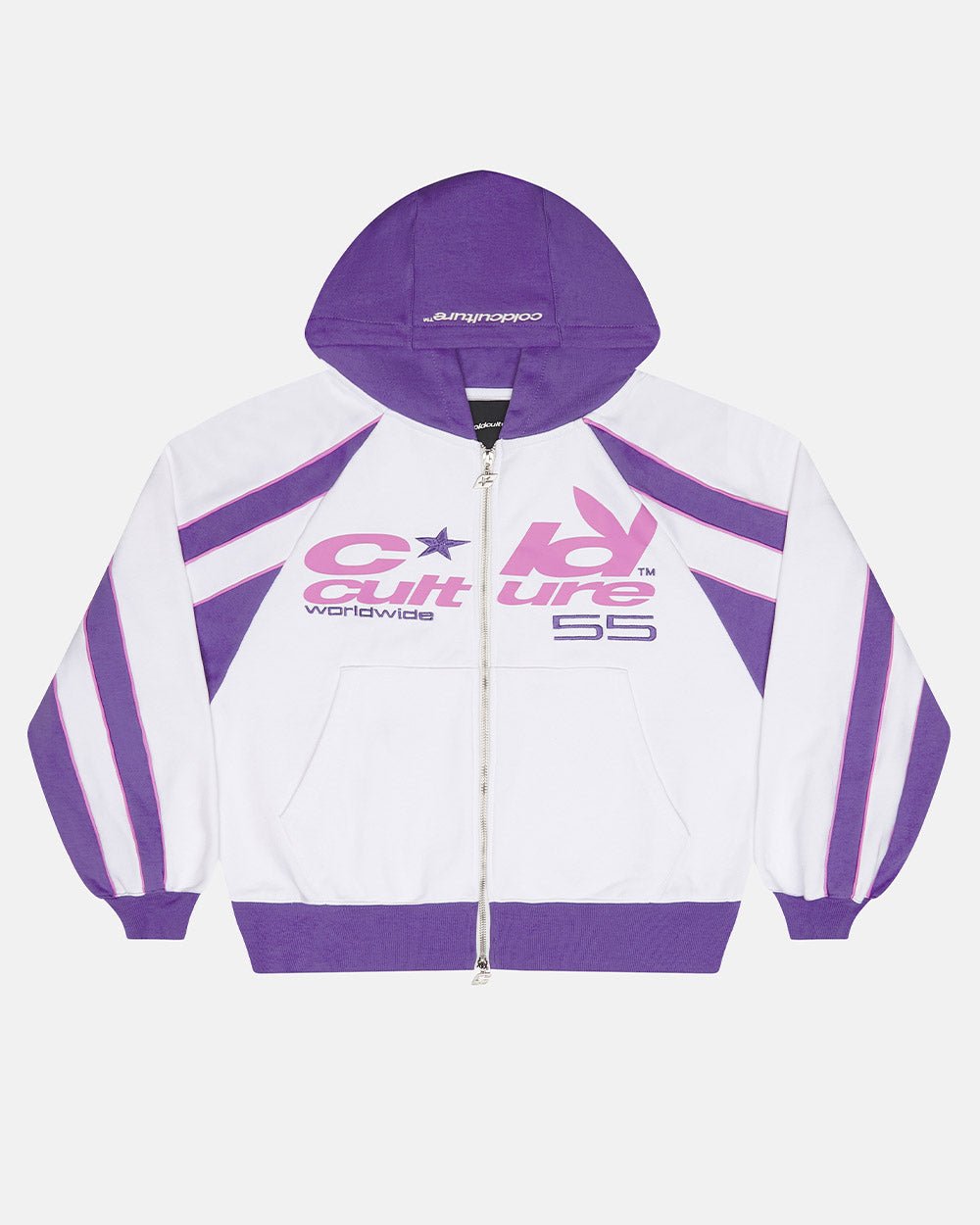 TEASE ME ZIP HOODIE WHITE & PURPLE - Cold Culture