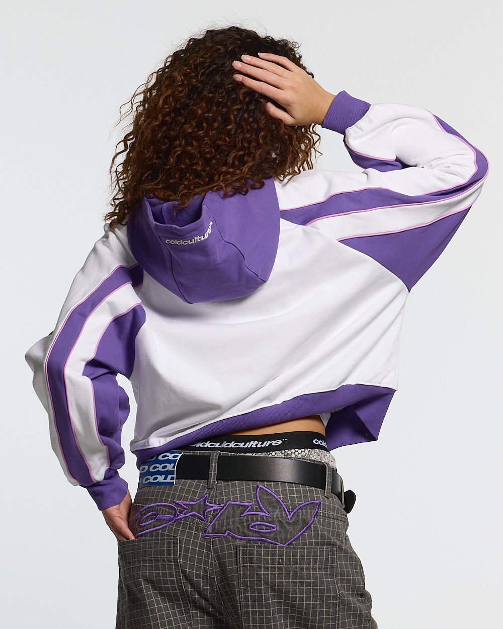 TEASE ME ZIP HOODIE WHITE & PURPLE - Cold Culture