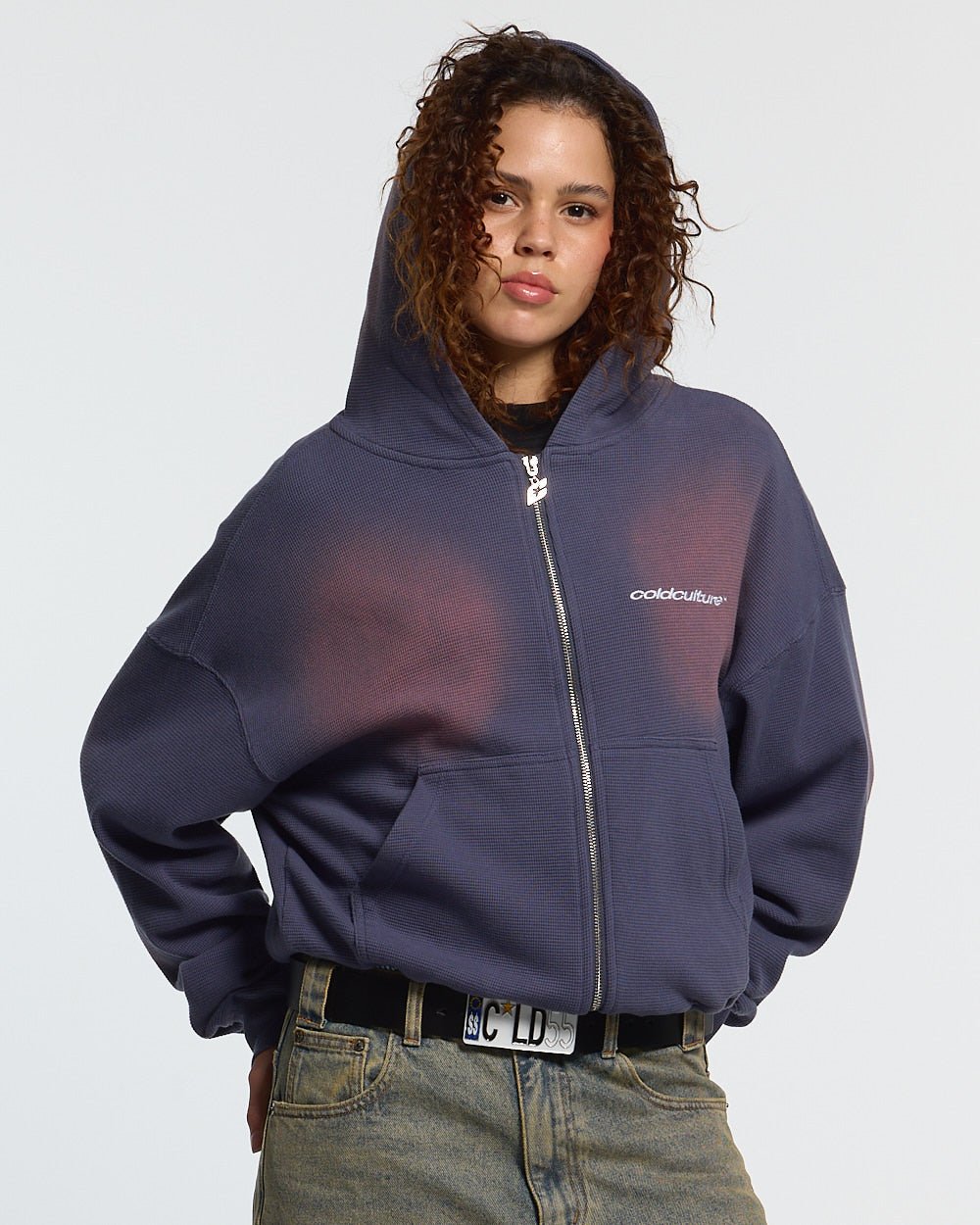 THERMAL ZIP HOODIE BLUE - Cold Culture