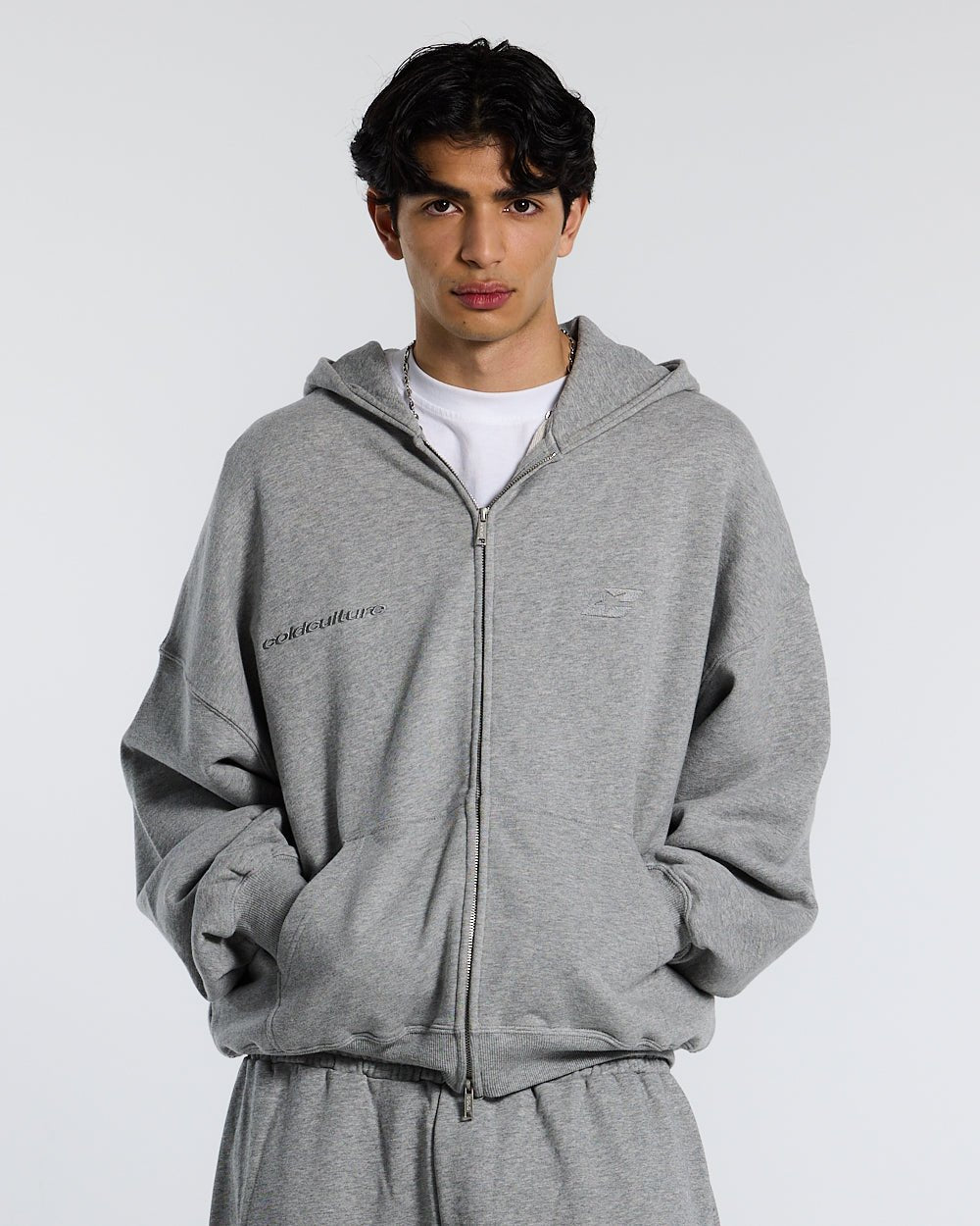 THINKING ZIP HOODIE ASH GREY - COLD CULTURE