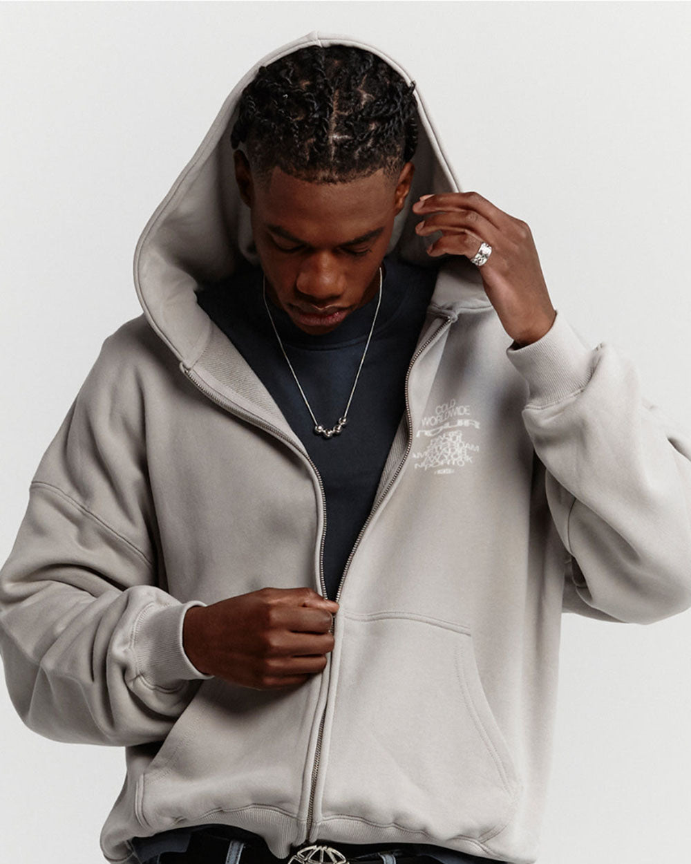 TOUR ZIP HOODIE GRANITE - COLD CULTURE