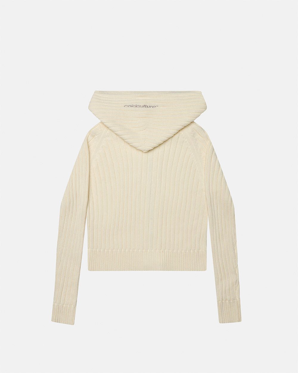 TRACK HOOD ZIP KNIT OFF - WHITE - Cold Culture