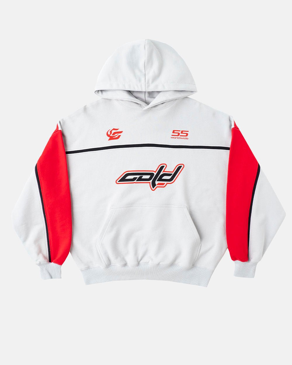 TRAINING HOODIE LIGHT GREY/RED - COLD CULTURE