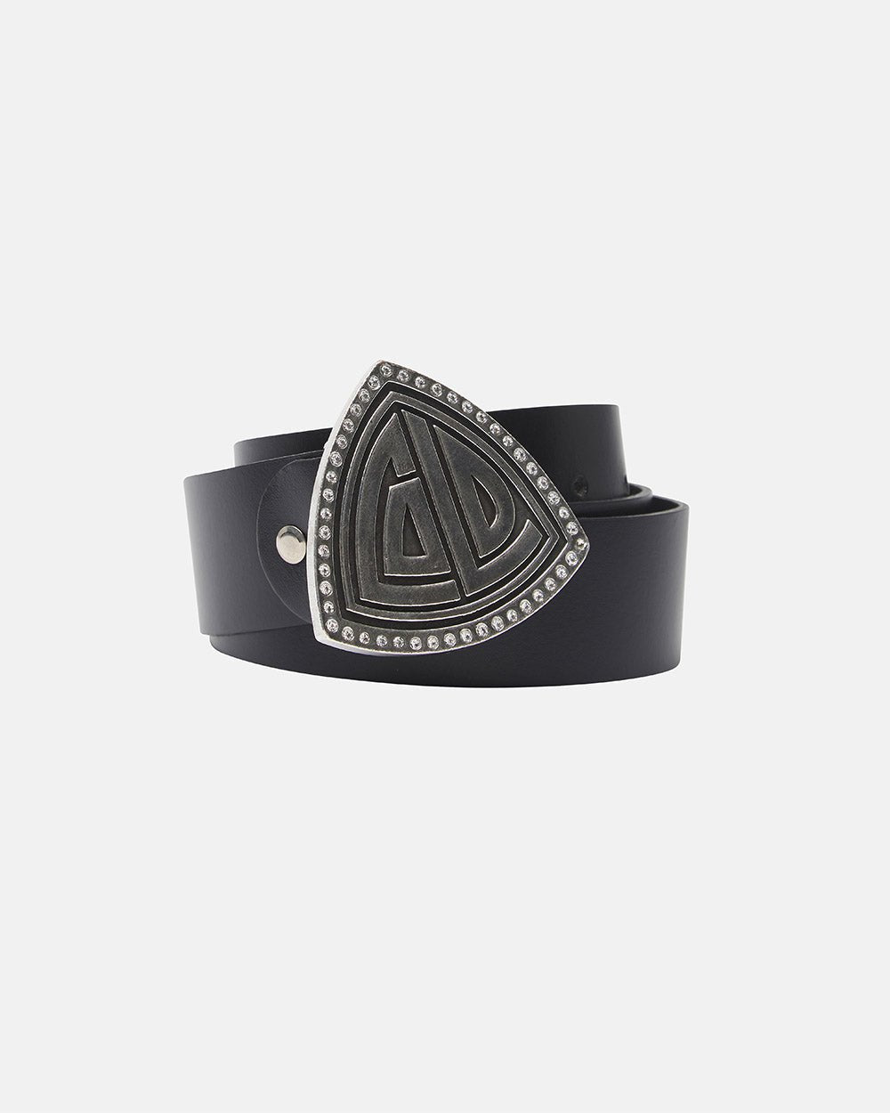 TRIANGLE BLING BLING LEATHER BELT BLACK - Cold Culture