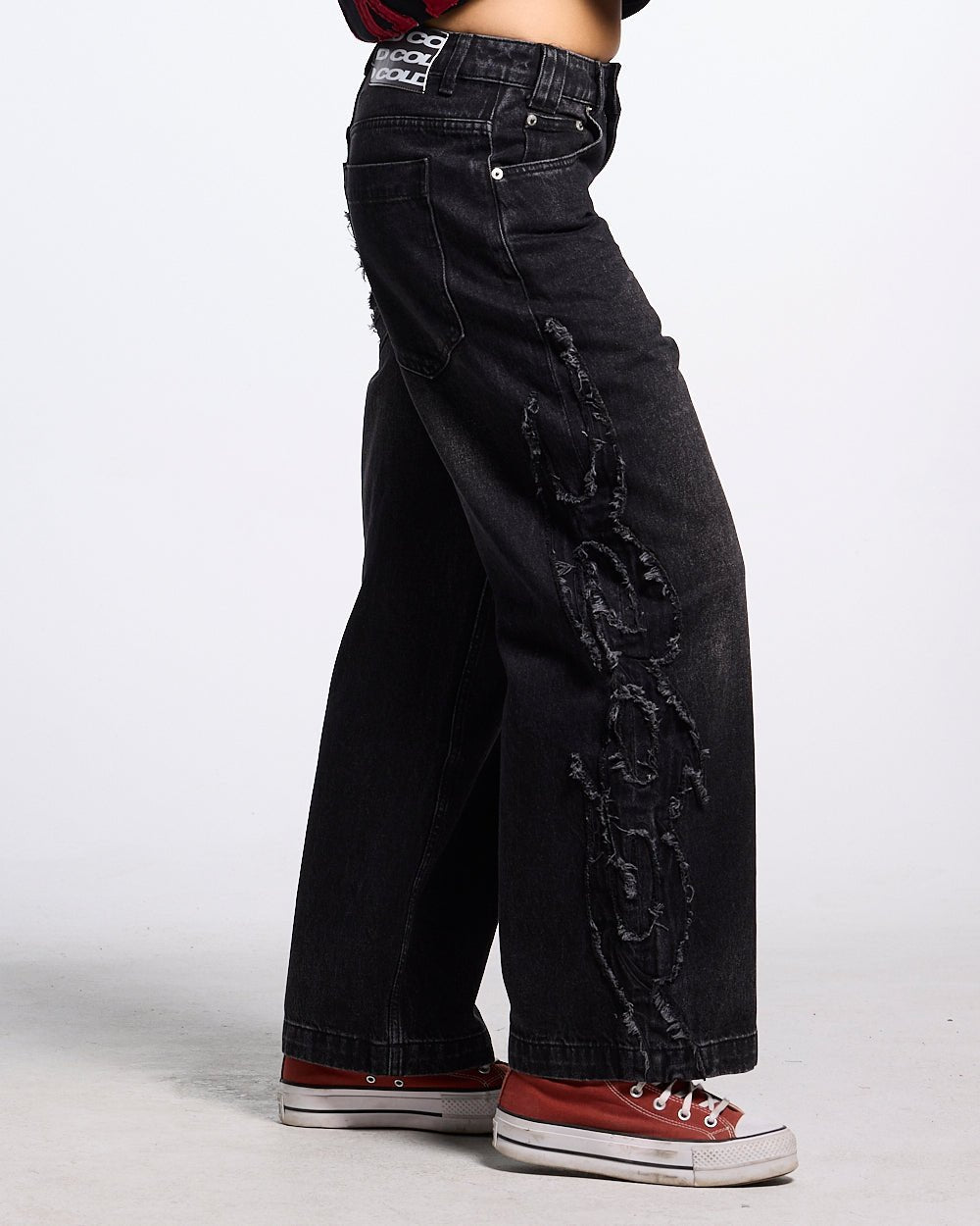 TRIBAL DISTRESSED PANTS BLACK - Cold Culture