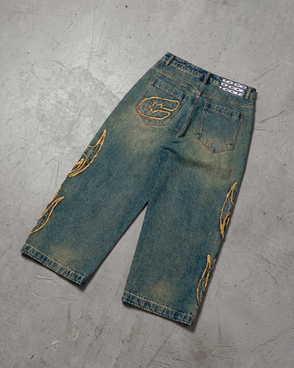 TRIBAL DISTRESSED V2 PANTS GREEN WASHED DENIM - Cold Culture