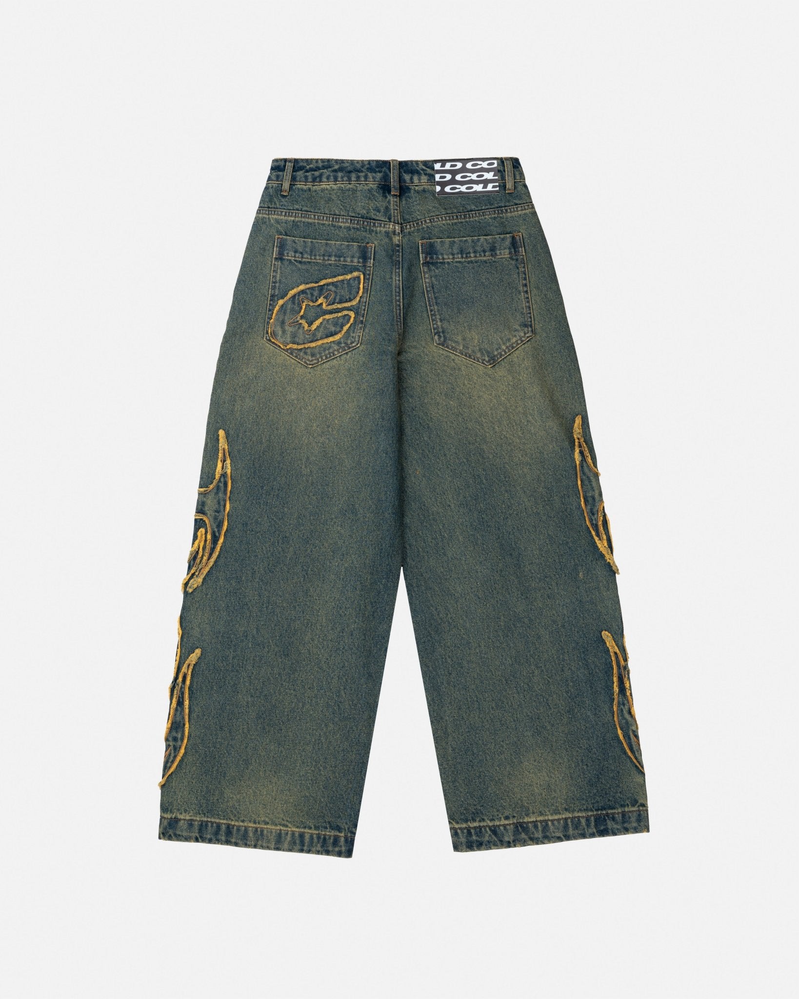 TRIBAL DISTRESSED V2 PANTS GREEN WASHED DENIM - Cold Culture