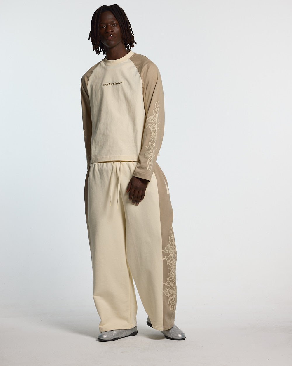 TRIBAL SWEATPANTS GREY & OFF WHITE - Cold Culture