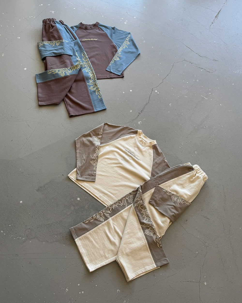 TRIBAL SWEATPANTS GREY & OFF WHITE - Cold Culture