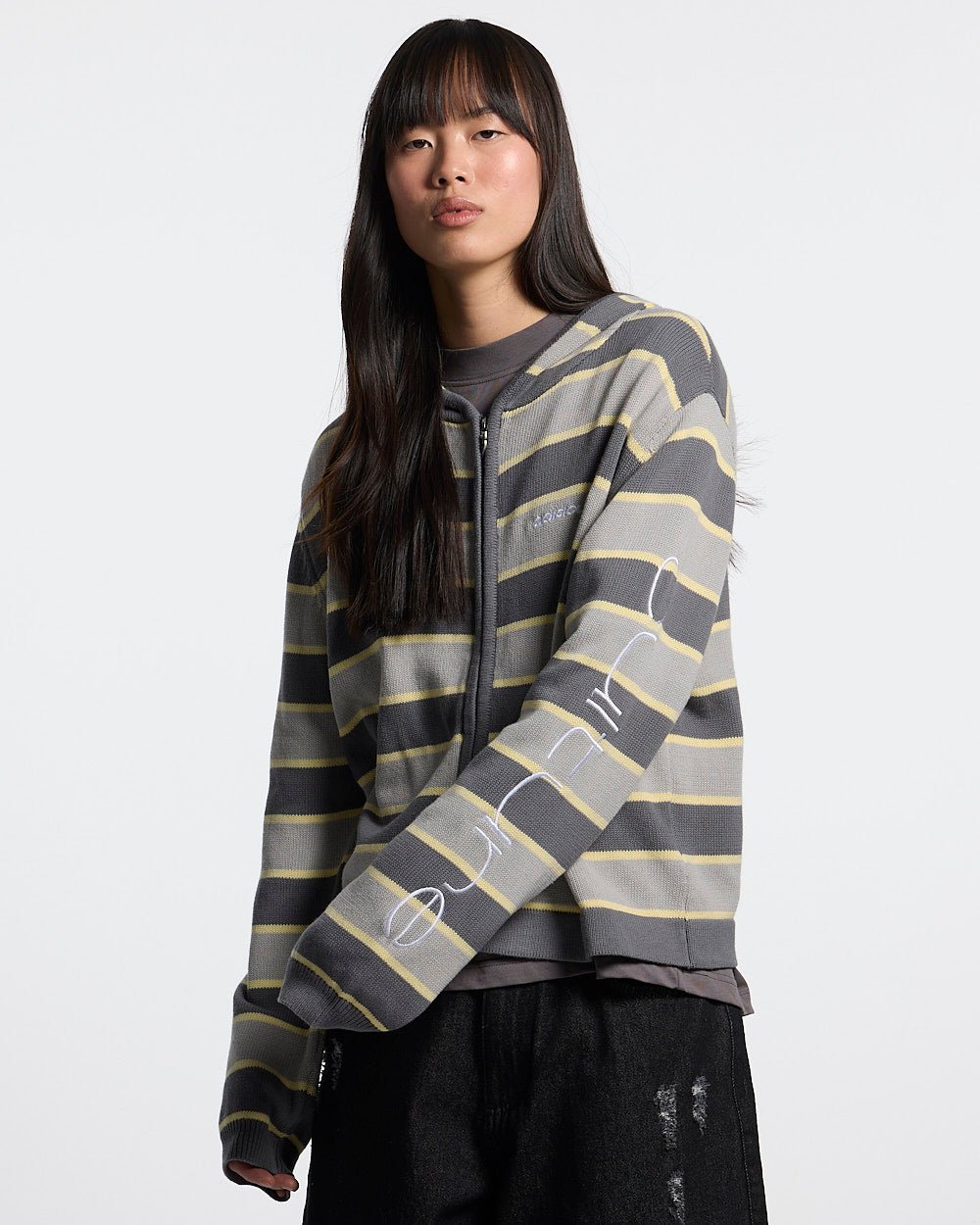 TRIPPY STOP ZIP KNIT GREY - Cold Culture