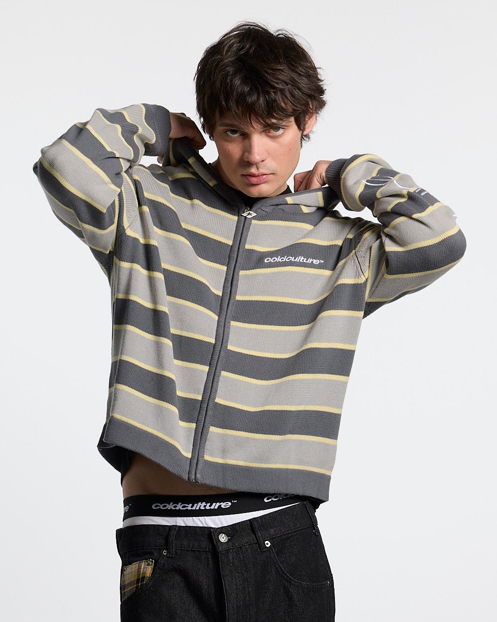 TRIPPY STOP ZIP KNIT GREY - Cold Culture