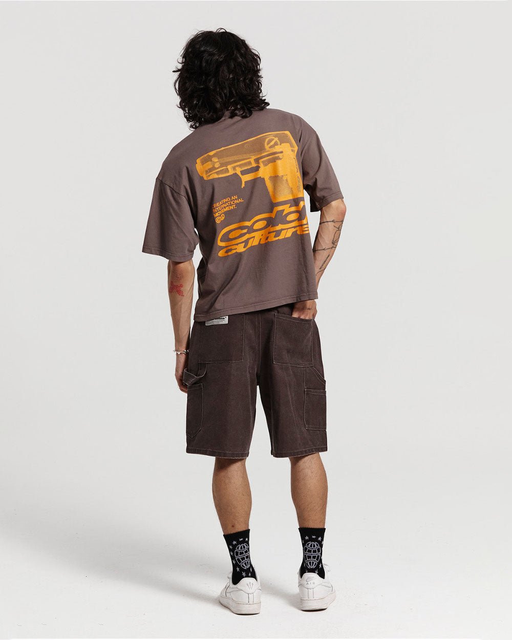 V1 CARPENTER SHORTS STONE WASHED DARK BROWN - COLD CULTURE