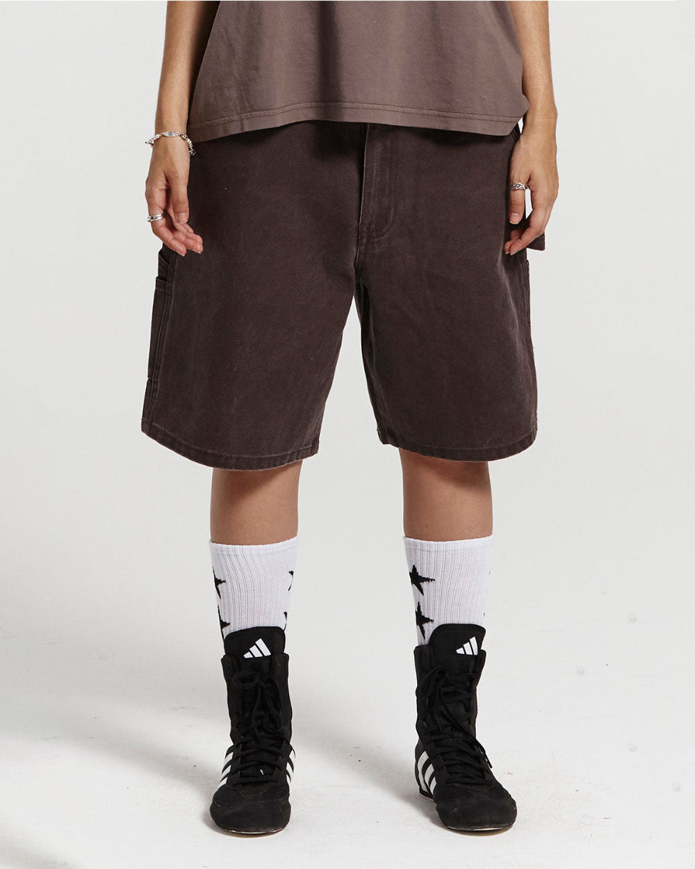 V1 CARPENTER SHORTS STONE WASHED DARK BROWN - COLD CULTURE