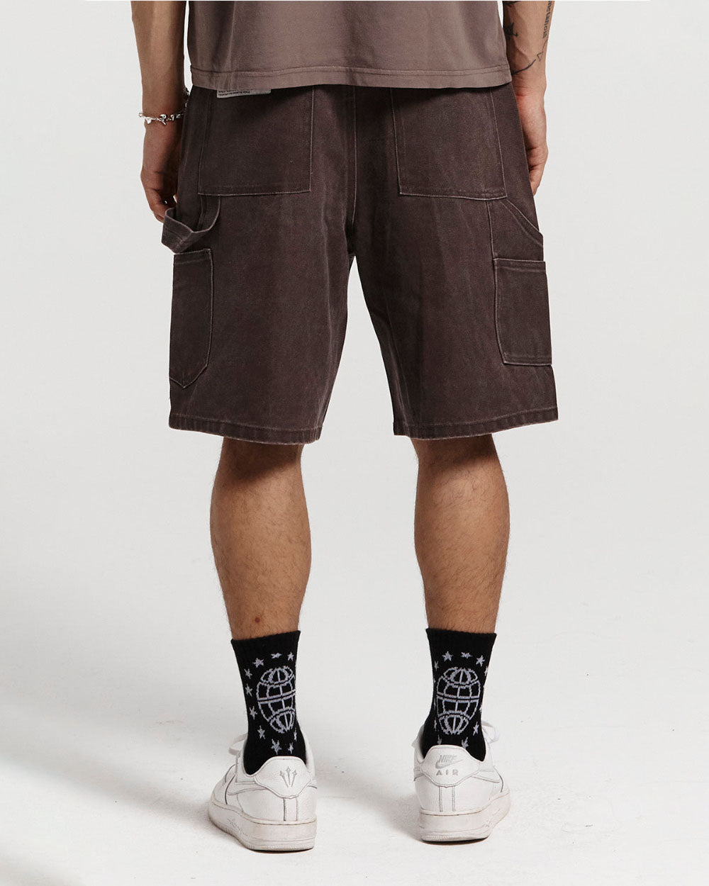 V1 CARPENTER SHORTS STONE WASHED DARK BROWN - COLD CULTURE