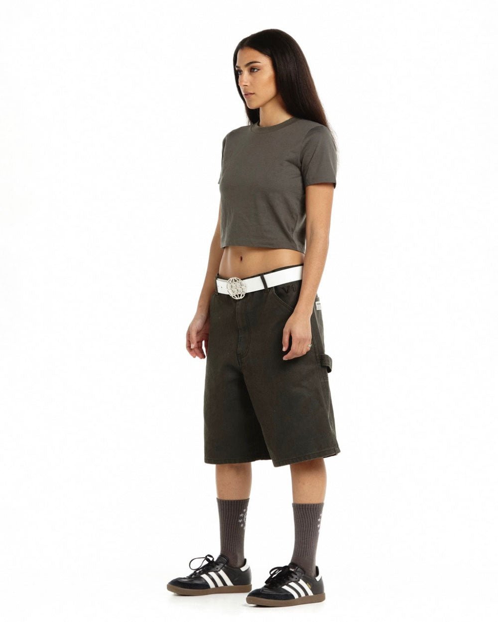 V1 CARPENTER SHORTS STONE WASHED DARK GREY - COLD CULTURE