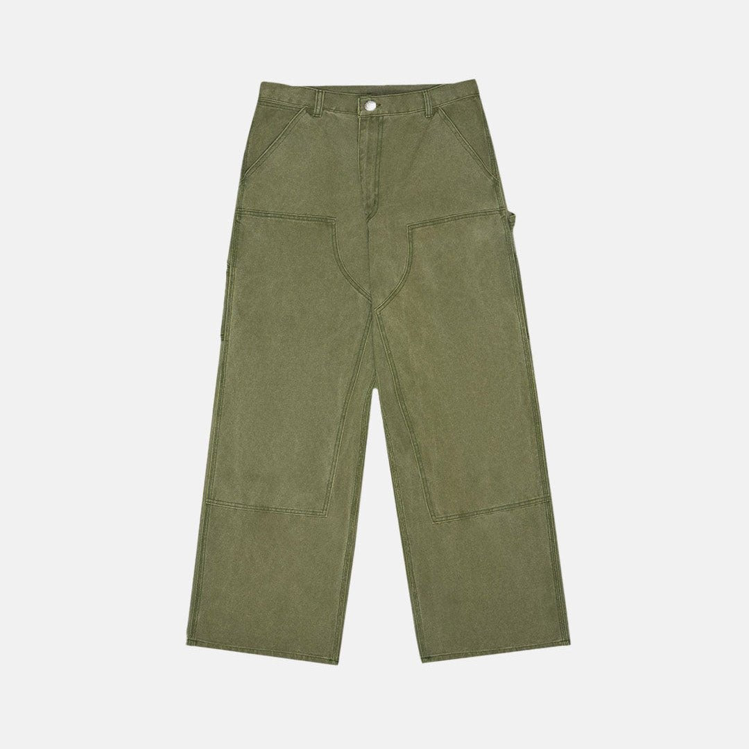 V1 DOUBLE KNEE PANTS STONE - WASHED GREEN - Cold Culture