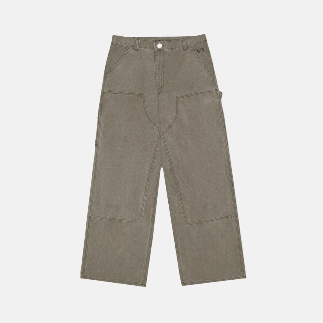 V1 DOUBLE KNEE PANTS STONE - WASHED MOLE BROWN - Cold Culture