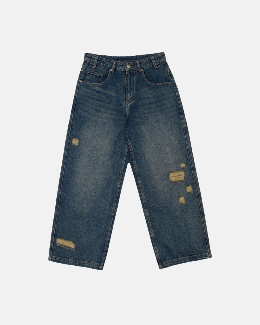 V2 RIPPED PANTS DARK BLUE DENIM - COLD CULTURE