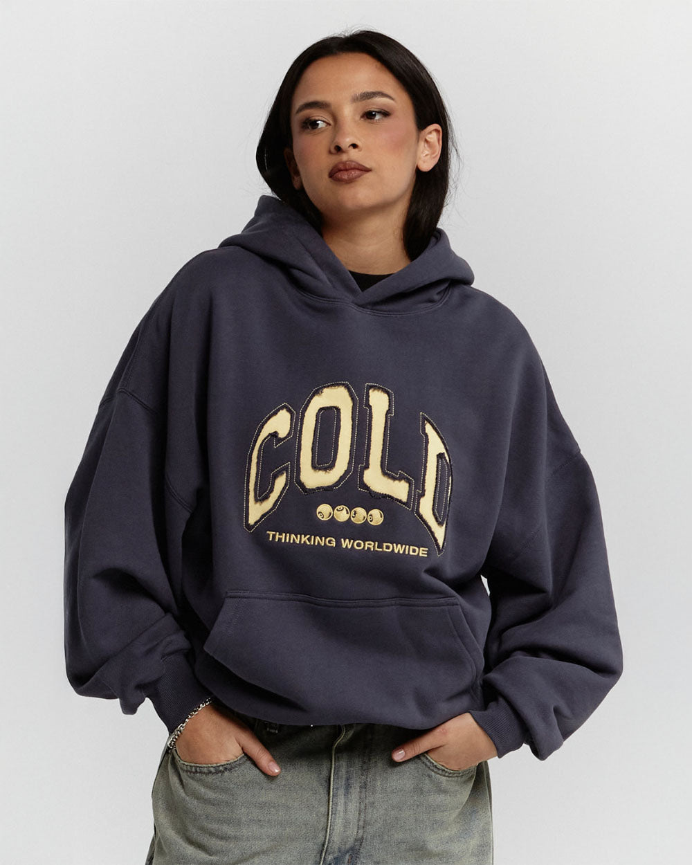 VARSITY HOODIE DARK BLUE - COLD CULTURE