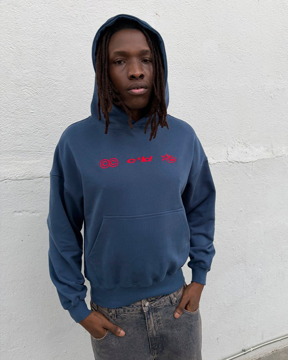 VERTICAL HOODIE NAVY - Cold Culture