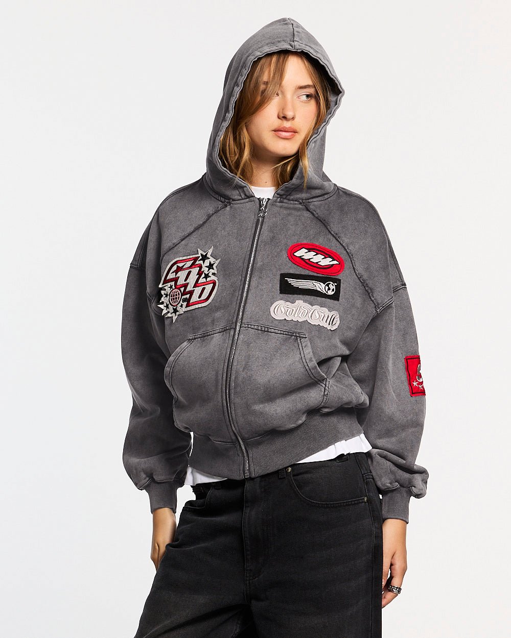 WALKER ZIP HOODIE WASHED BLACK - Cold Culture