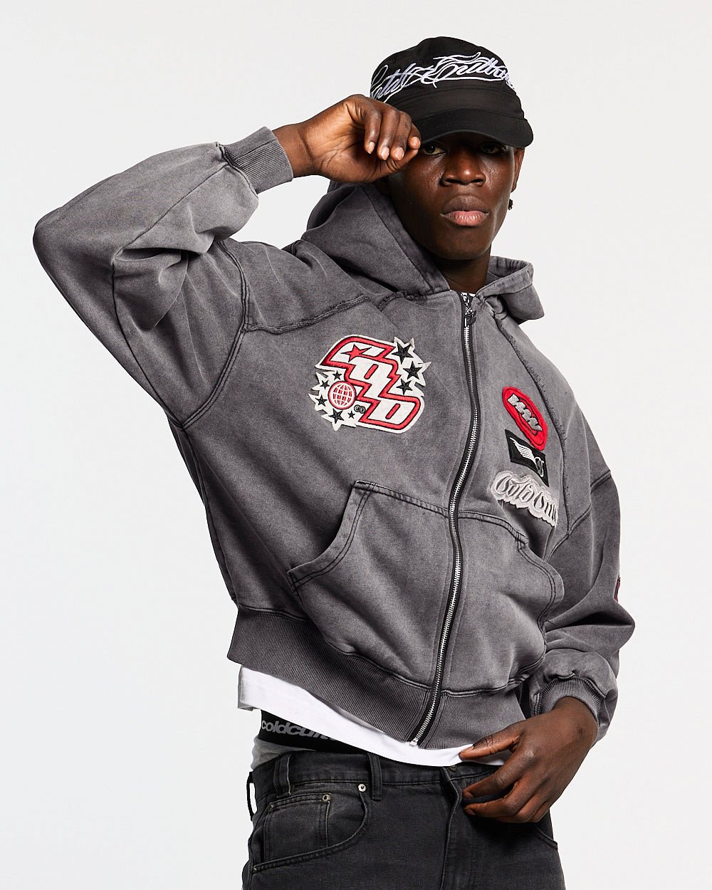 WALKER ZIP HOODIE WASHED BLACK