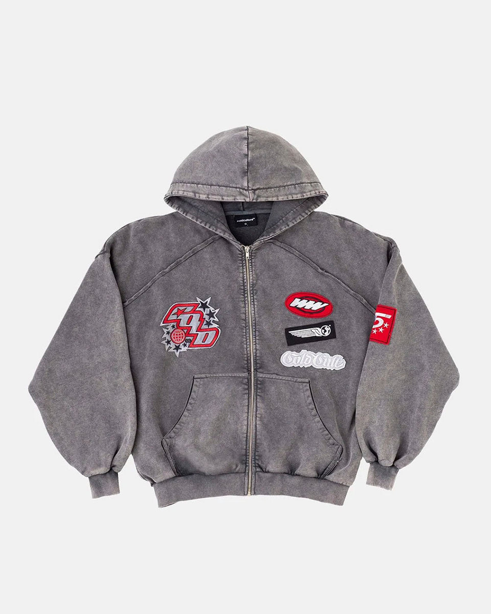 WALKER ZIP HOODIE WASHED BLACK
