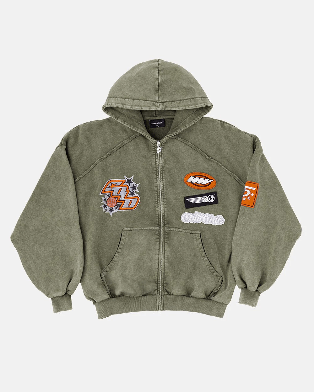 WALKER ZIP HOODIE WASHED GREEN - Cold Culture