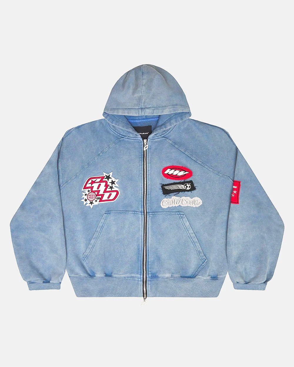 WALKER ZIP HOODIE WASHED INDIGO - COLD CULTURE