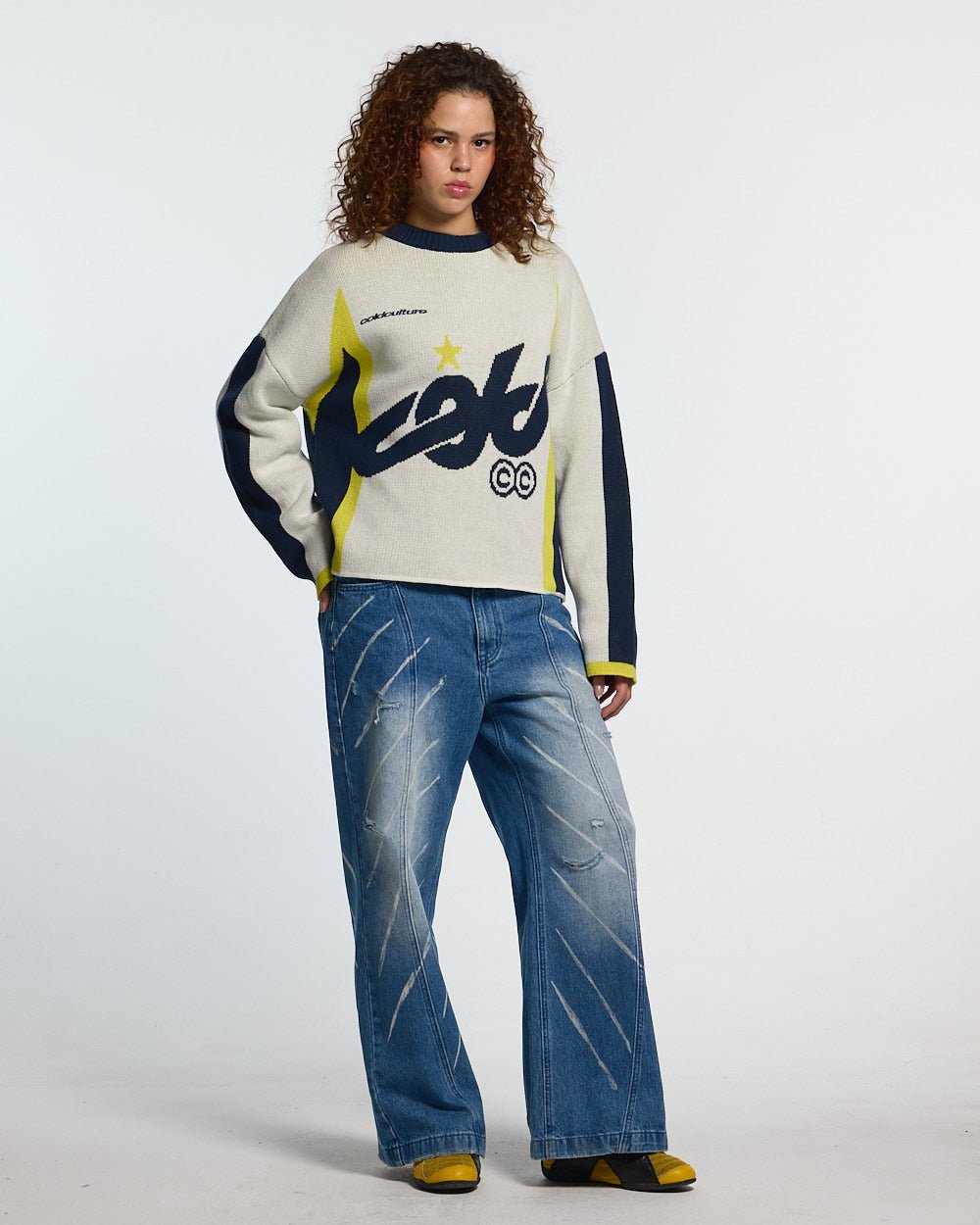 WINNER KNIT BEIGE, DARK BLUE & YELLOW - Cold Culture