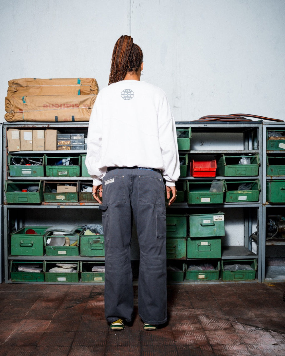 WORKER PATCHWORK CREWNECK WHITE