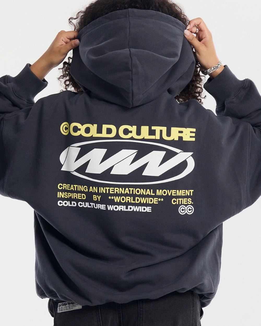 WORLDWIDE CIRCLE HOODIE DARK BLUE - COLD CULTURE