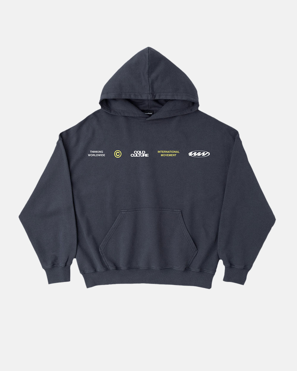 WORLDWIDE CIRCLE HOODIE DARK BLUE - COLD CULTURE