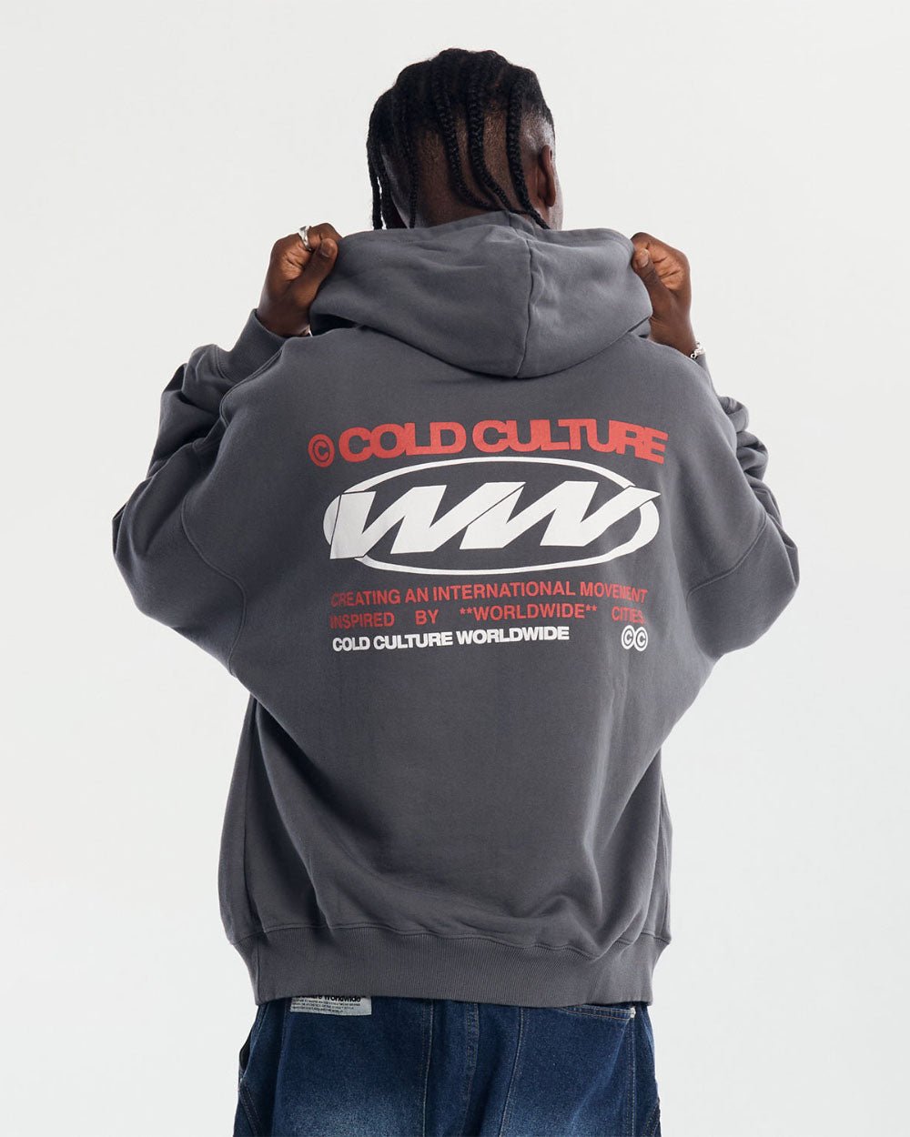 WORLDWIDE CIRCLE HOODIE DARK GREY - COLD CULTURE