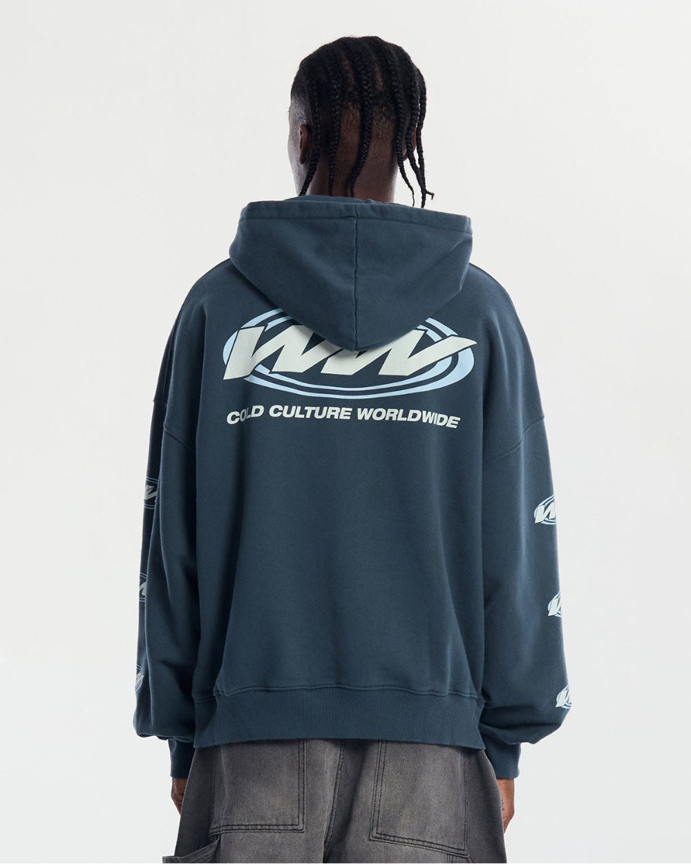 WORLDWIDE CIRCLE HOODIE SLATE BLUE - COLD CULTURE