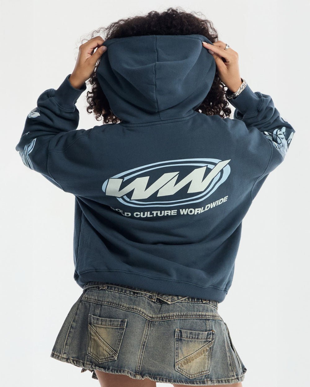 WORLDWIDE CIRCLE HOODIE SLATE BLUE - COLD CULTURE