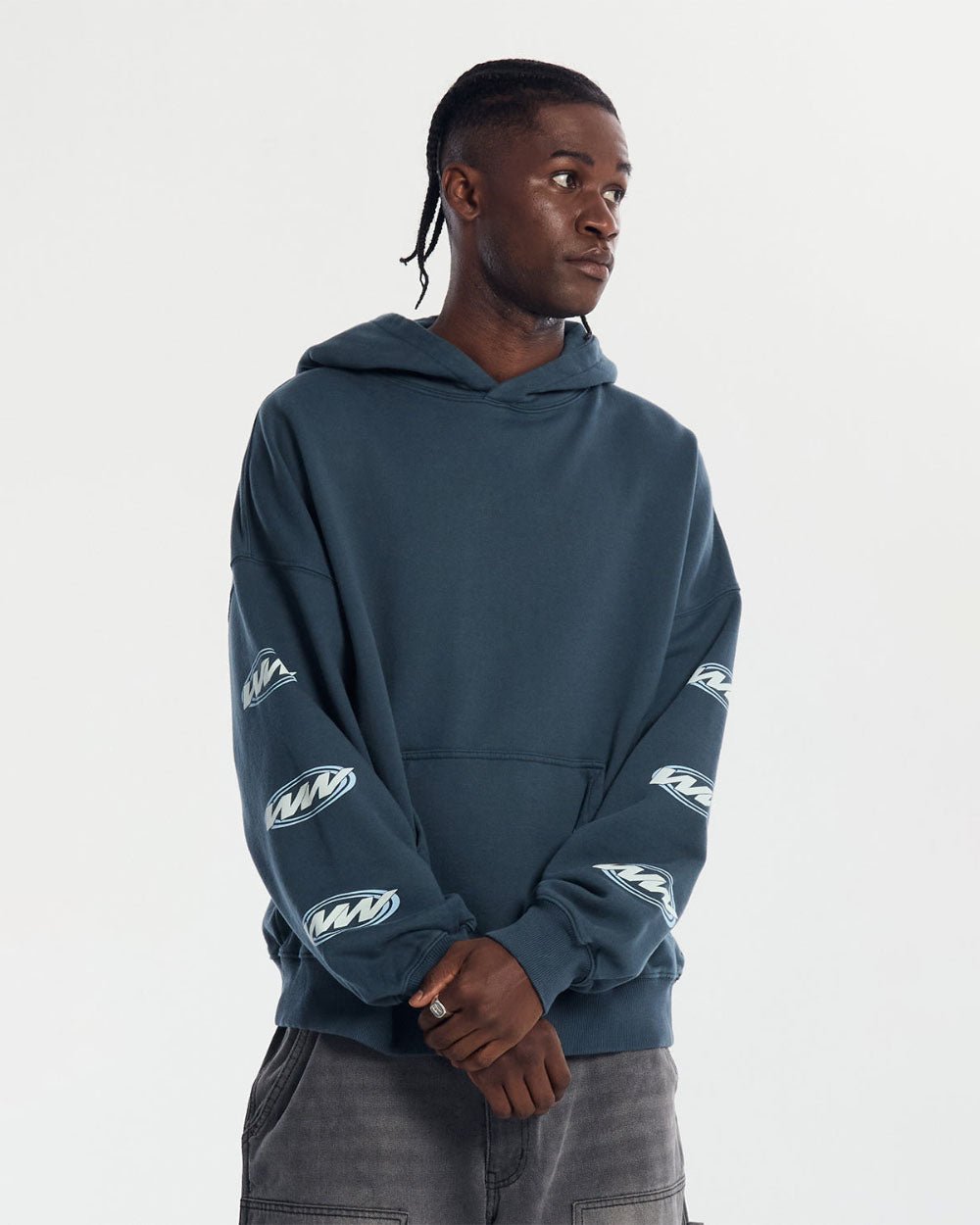 WORLDWIDE CIRCLE HOODIE SLATE BLUE - COLD CULTURE