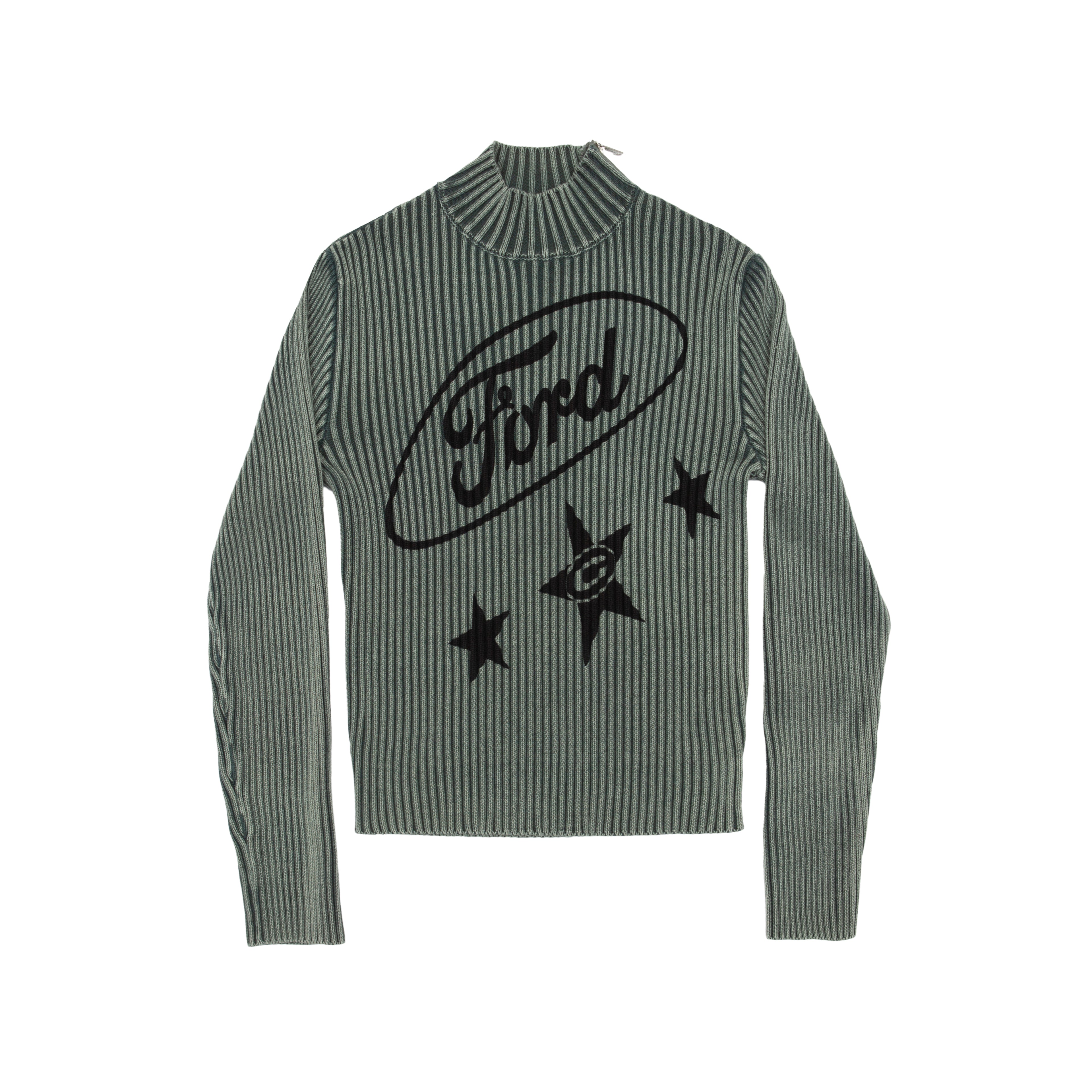 STREAKED FORD ZIPPED KNIT SAGE GREEN