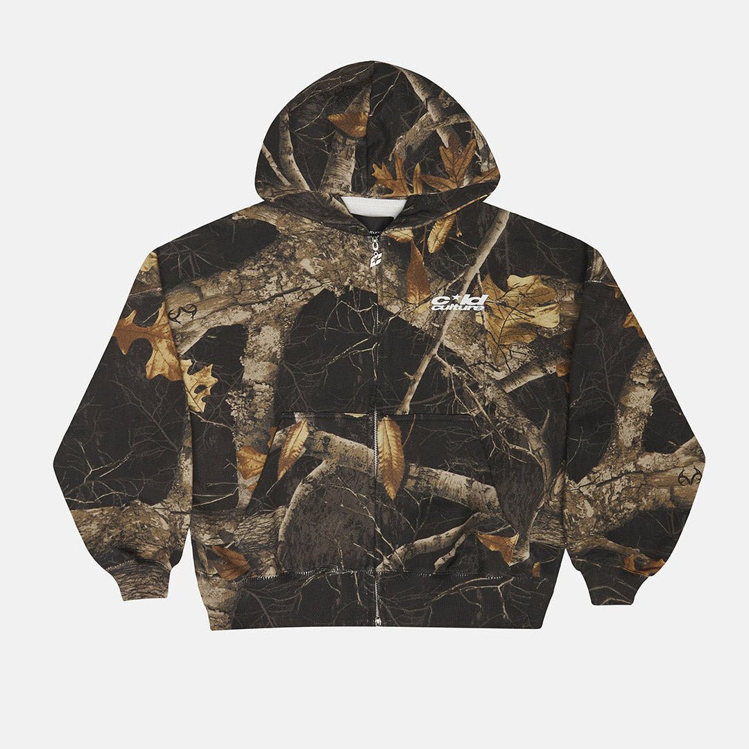 ZIP HOODIE REALTREE BLACK - Cold Culture